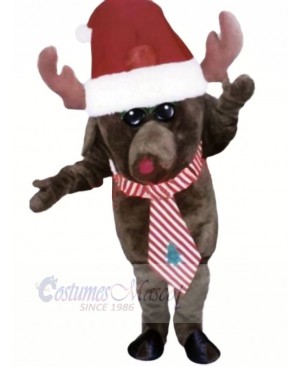 Christmas Moose with Striped Tie Mascot Costumes Animal