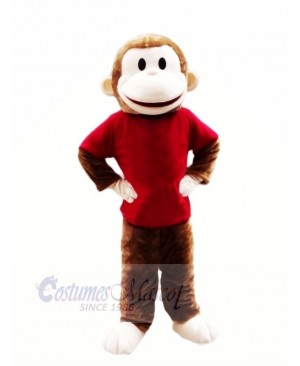 Happy Monkey with Red T-shirt Mascot Costumes Cheap