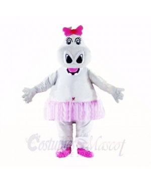 Girl Hippo with Pink Bow Mascot Costumes Cartoon