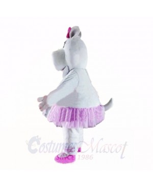 Girl Hippo with Pink Bow Mascot Costumes Cartoon