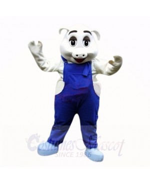 Sport Pig with Blue Overalls Mascot Costumes School