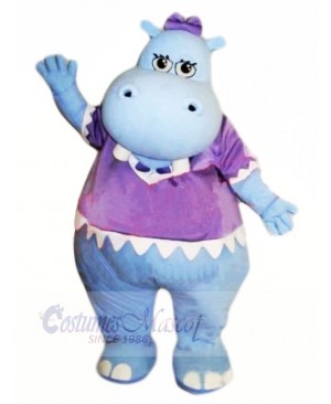 Blue Hippo with Purple T-shirt Mascot Costumes Cheap