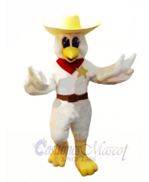 Cowboy Chicken with Yellow Hat Mascot Costumes Animal