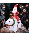 6ft Inflatable Santa Clause Riding Polar Bear with Lantern Light Christmas Holiday Decoration Outdoor Yard Lawn Art Decor