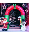 8ft Inflatable Large Arch with Santa Claus & Snowman with LED Lights Holiday Archway Decoration Outdoor Yard Lawn Art Decor