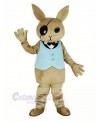 Rabbit Butler with Blue Vest Mascot Costume Cartoon