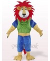 Green And Blue Leo Lion With Red Hair Mascot Costumes Animal
