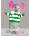 Gray Elephant Mascot Costume with Pink Ears Cartoon