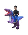 Blue and Purple Velociraptor Dinosaur Carry me Ride on Inflatable Costume for Adult