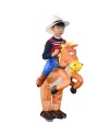 Orange Horse Carry me Ride on Inflatable Costume Cowboy Halloween Xmas for Kid