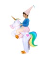 Unicorn with Rainbow Tail Carry me Ride on Inflatable Costume Jumpsuit for Adult/Kid