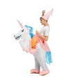 Unicorn with Pink Corn Carry me Ride on Inflatable Costume Jumpsuit for Adult/Kid