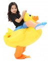 Yellow Duck with Eyelashes Carry me Ride on Inflatable Costume for Adult/Kid