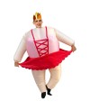 Ballerina Inflatable Costume Tiara Crown Halloween Christmas Costume for Adult Red Ribbon