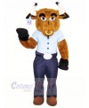 Strong Bull with Blue T-shirt Mascot Costumes Animal