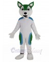 Cute White and Green Husky Dog Mascot Costume Animal