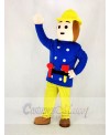 Realistic Fireman Sam In Blue Coat Mascot Costume Cartoon