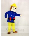 Realistic Fireman Sam In Blue Coat Mascot Costume Cartoon