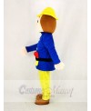 Realistic Fireman Sam In Blue Coat Mascot Costume Cartoon
