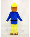 Realistic Fireman Sam In Blue Coat Mascot Costume Cartoon