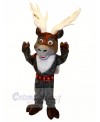 Grey Reindeer with Big Eyes Mascot Costumes Cartoon