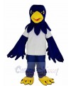 Blue Hawk in White T-shirt Mascot Costume