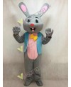 Easter Grey Bunny Rabbit Hare Mascot Costume in Blue Vest
