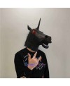 Latex Red Eyes Black Unicorn Head Mask Full Head Animal Mask Cosplay Masquerade