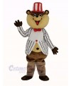 Huge Brown Teddy Bear with White Striped Coat Mascot Costume