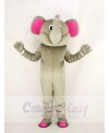 Realistic Gray Elephant with Pink Ears Mascot Costume Cartoon