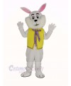 White Easter Bunny Rabbit in Yellow Vest Mascot Costume
