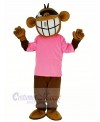 Cool Funny Monkey with Pink T-shirt Mascot Costume Animal