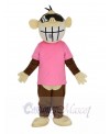 Brown Funny Monkey in Pink T-shirt Mascot Costume Animal