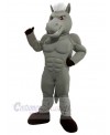Power Horse Gray Body with White Hair Mascot Costume Cartoon