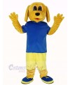 Golden Dog in Blue T-shirt Mascot Costume Animal