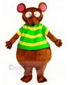 Brown Mouse with Green T-shirt Mascot Costume Animal