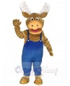 Ikea Moose Mascot Costumes with Dark Blue Overalls Animal