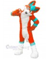 Orange and Blue Husky Dog Fursuit Mascot Costume Cartoon