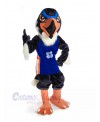 Sporty Fierce Eagle with Blue T-shirt Mascot Costume