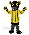 Black Panther in Yellow Striped Clothes Mascot Costume Animal