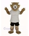 Fierce Wildcat in White T-shirt Mascot Costume