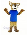 Brown Wildcat with Blue T-shirt Mascot Costume Animal