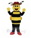 Happy Yellow and Black Bee Mascot Costume