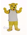 Power Fierce Yellow Bear in White Vest Mascot Costume