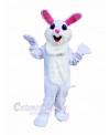 Cute White Easter Bunny Mascot Costumes Cartoon