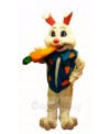 Easter Bunny Rabbit with Carrot Mascot Costume Cartoon