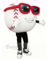 White Baseball with Glasses Mascot Costume Cartoon