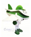 Green and White Aircraft Mascot Costume Cartoon	