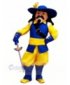 Cavalier with Blue and Yellow Coat Mascot Costume People	