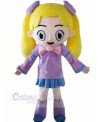 Girl with Yellow Hair Mascot Costume Cartoon 